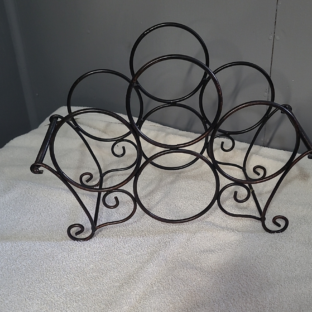 Elegant Brushed Bronze Metal Wine Rack